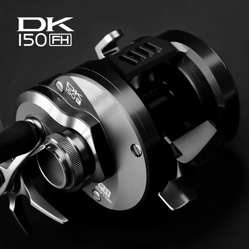 

Gao Tu DK150FH Drum Wheel Versatile Long-Cast Black Bass Fishing Reel All-Metal Body Short Shaft Spool 12+1 Bearings
