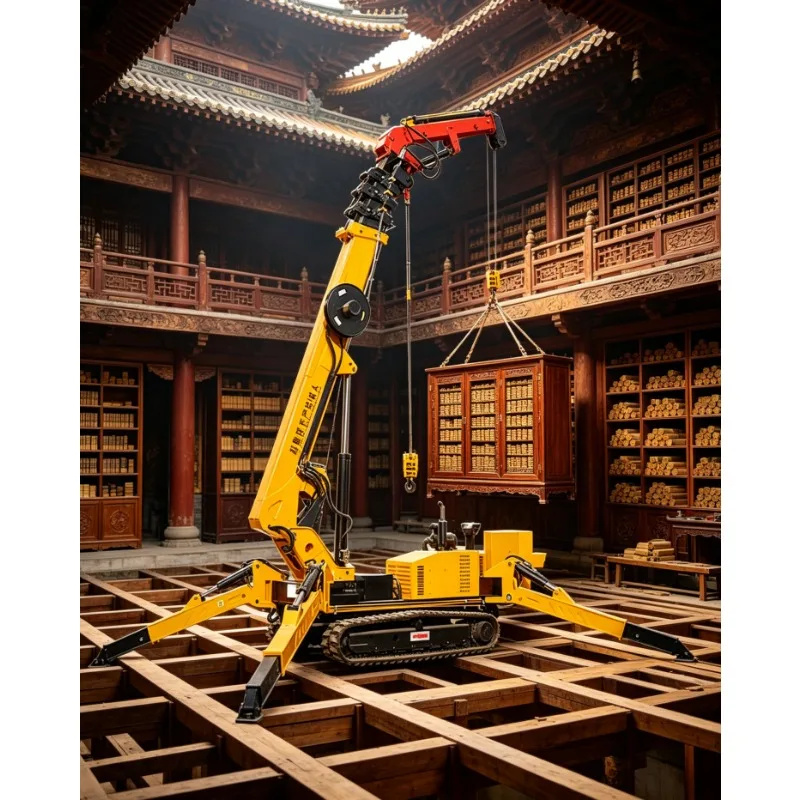 Heavy Duty Spider Crane 8T 10T 12T 15T Hydraulic Crawler Telescopic Boom Long Arm Fly Jib Glass Installation High Rise Building