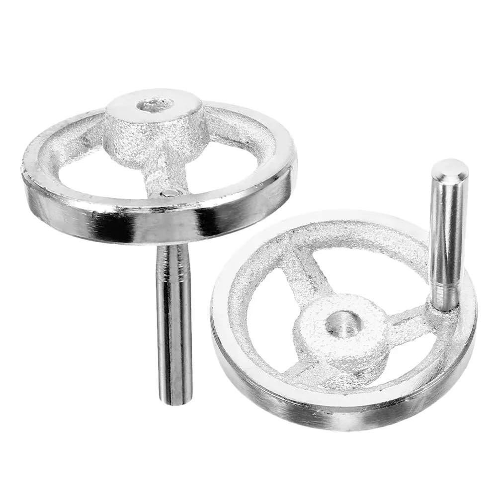 2Pcs Chrome Plated Machine Handwheel Carbon Steel Replacement Hand Wheel Lathe Milling Crank Handle Revolving Knob