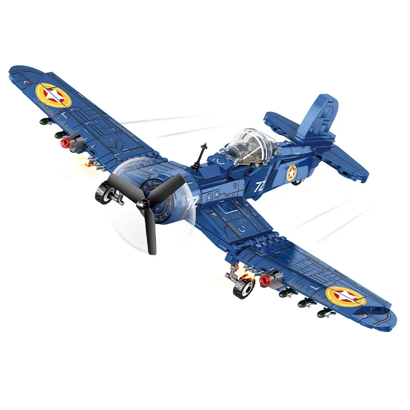 World War Military Plane Airplane US NAVY F4U Corsair & P38 WW2 Fighter Jets Kits Model Building Blocks Bricks Kids Toys Gift