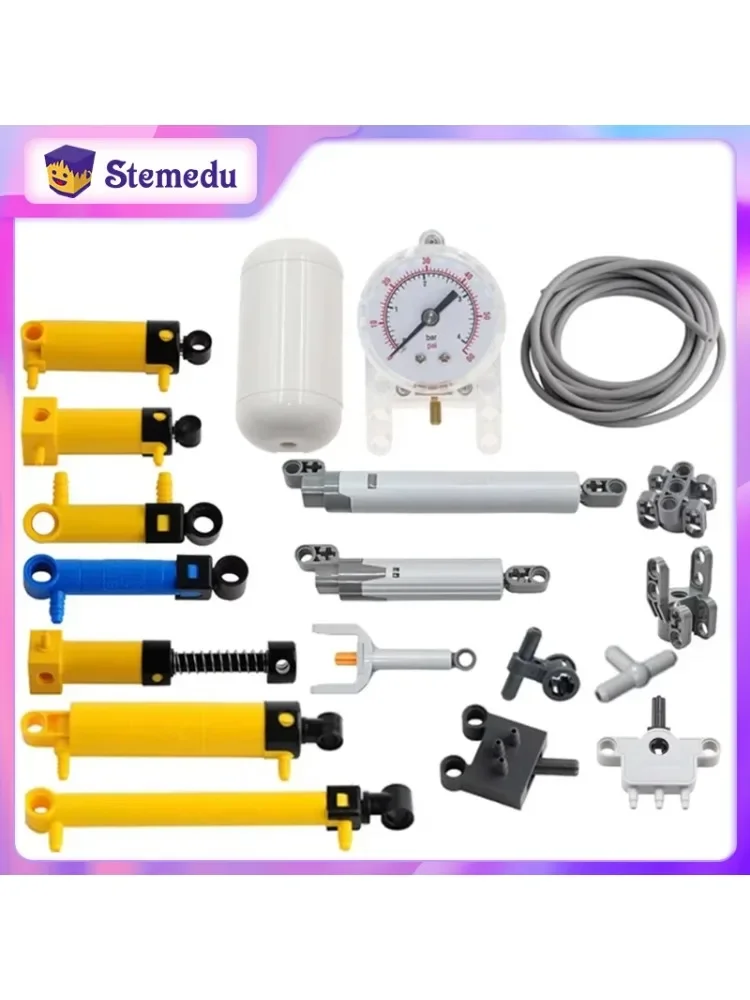 MOC Pneumatische kits Technische onderdelen Cilinders Luchtpomp Duwstangschakelaar Zuiger Luchtleiding Luchtbouwstenen 47225 19478 4697 8800 - afbeelding 2