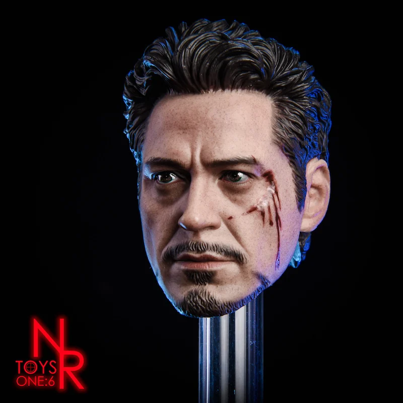 1/6 Scale Battle Damaged Tony Stark Head Sculpt DIY 12'' Hot Toys Action Figure Doll Model