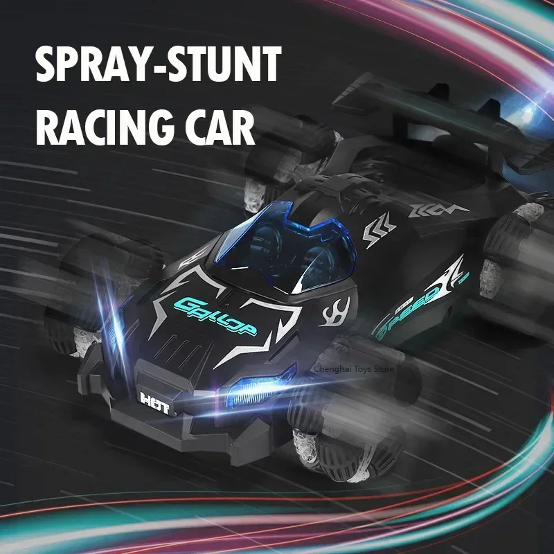 2.4g remote control drift spray racing high speed light music children electric charging toy car gifts