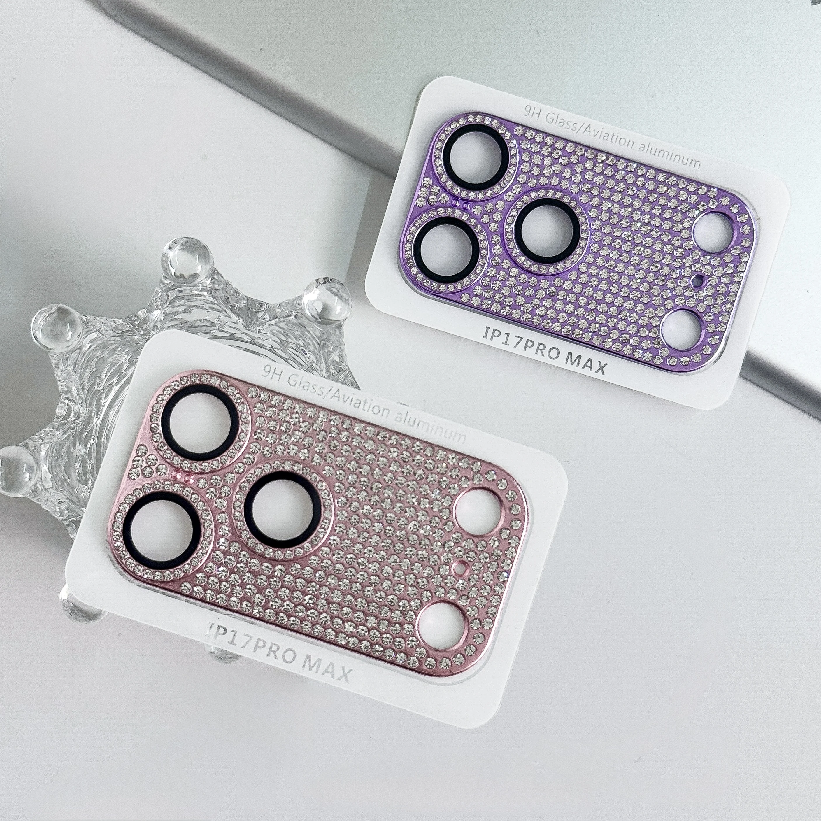 واقي عدسة مدرع ماسي لامع لهاتف Apple iPhone 17 Pro Max، واقي شاشة بتغطية كاملة الكل في واحد مع تصميم فاخر