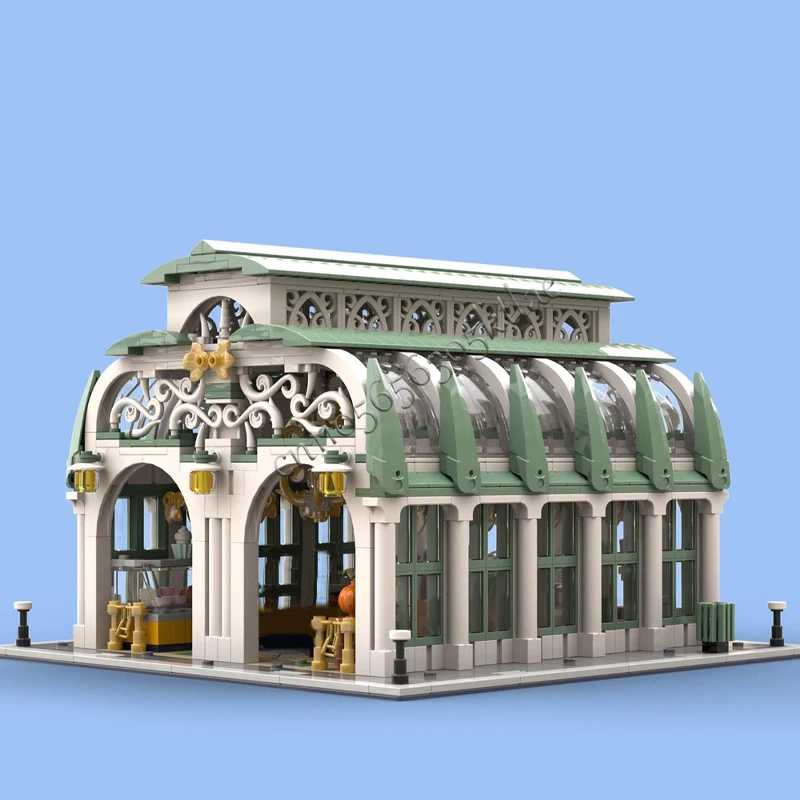 1567 ELEMENTÓW MOC Personalizowana Ulica Miejska Scena Budowlana Model Halu Rynekowego Klocki Konstrukcyjne DIY Edukacyjne Zabawki dla Dzieci Prezent Niespodzianka