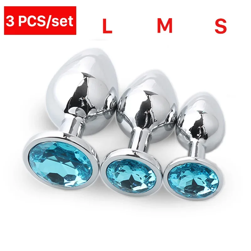 3 Pcs/set Metal Anal plug butt plug Sex Toys Butt Toys For Women/Men/Couples Adults Game Masturbator Anal S/M/L Diamond Sex Shop