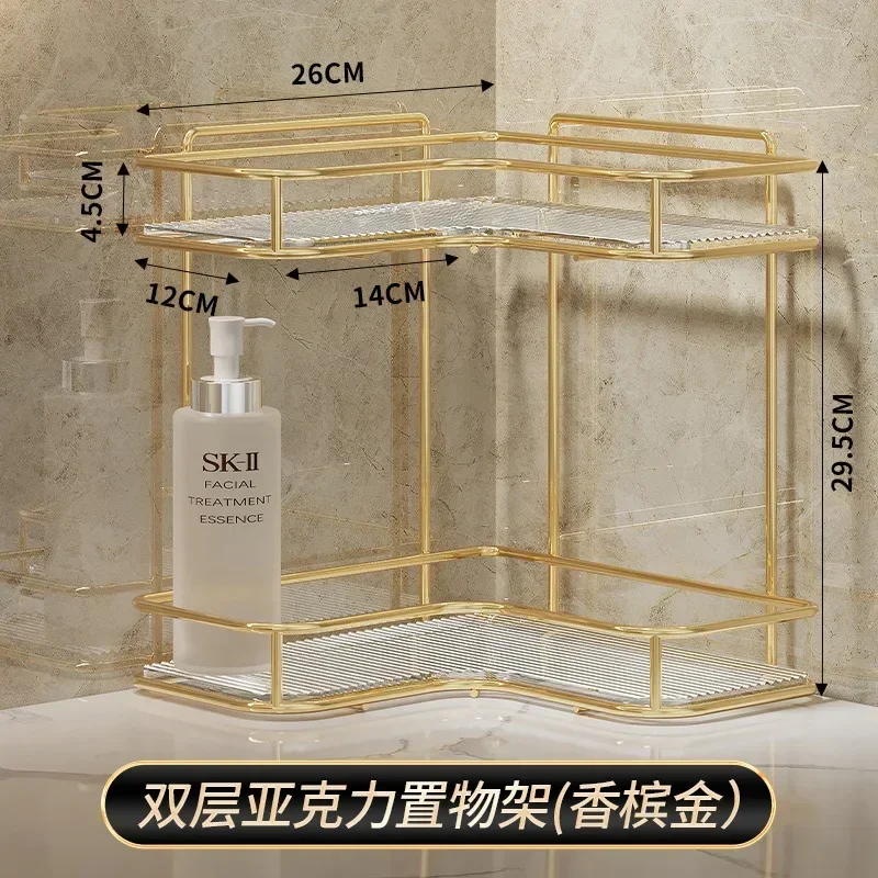 Bathroom Corner Shelving Acrylic Toilet Corner Storage Rack Triangle Countertop Shelf Organizer for Wash Hands, Sink, Bedroom