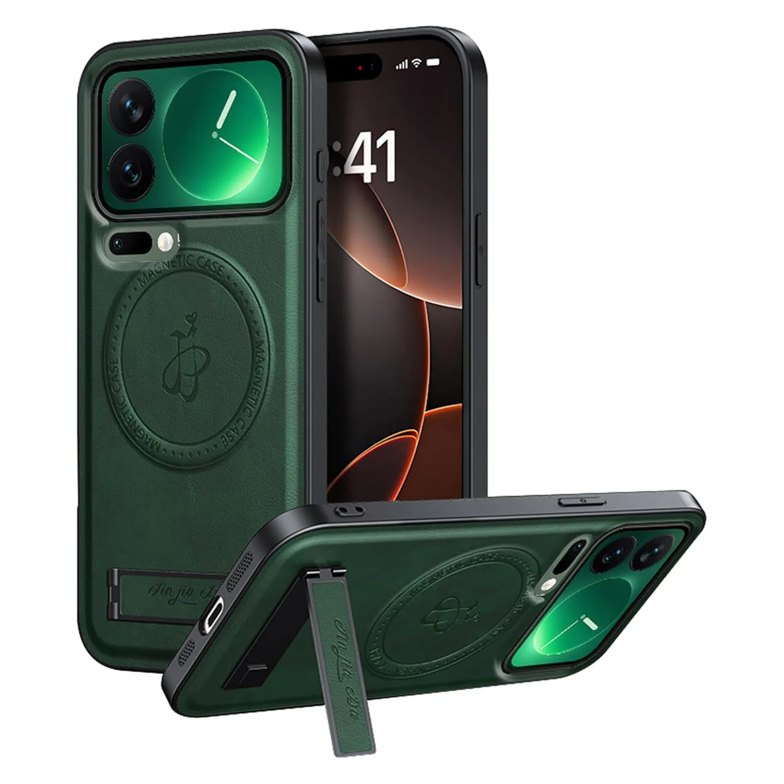 

Magnetic Case for Xiaomi 17 Pro Max/17 Pro/17, Business Leather Cover, Hidden Stand, Wireless Charging, Shockproof Shell