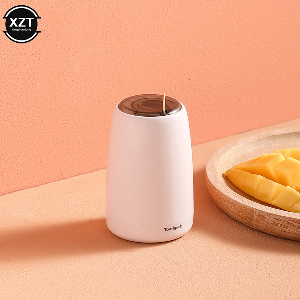 Creative Automatic Toothpick Holder Container Household Table Toothpick Box Plastic Push-Type Round Storage Toothpick Dispenser