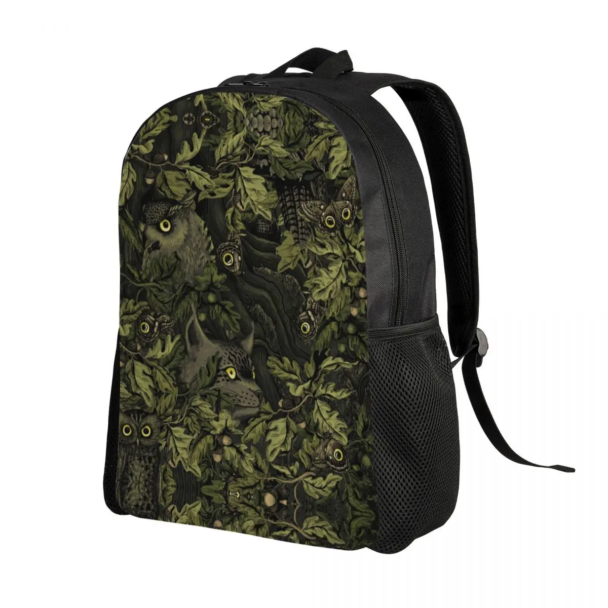 Fit In Olive Green Backpacks for Women Men School College Students Bookbag Fits 15 Inch Laptop Forest Owls Eye Camo Bags