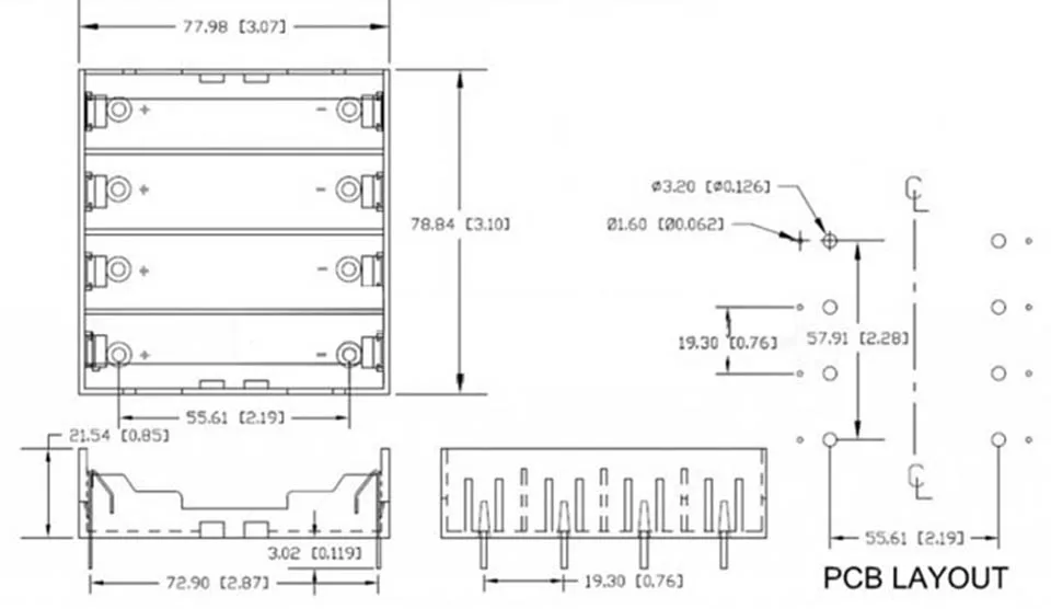 Batteriebox aus Kunststoff, DIY-Batterieständer, Aufbewahrungsbox für 4 einzelne 18650 3,7V Batterien (ohne Batterien) – Detail 7