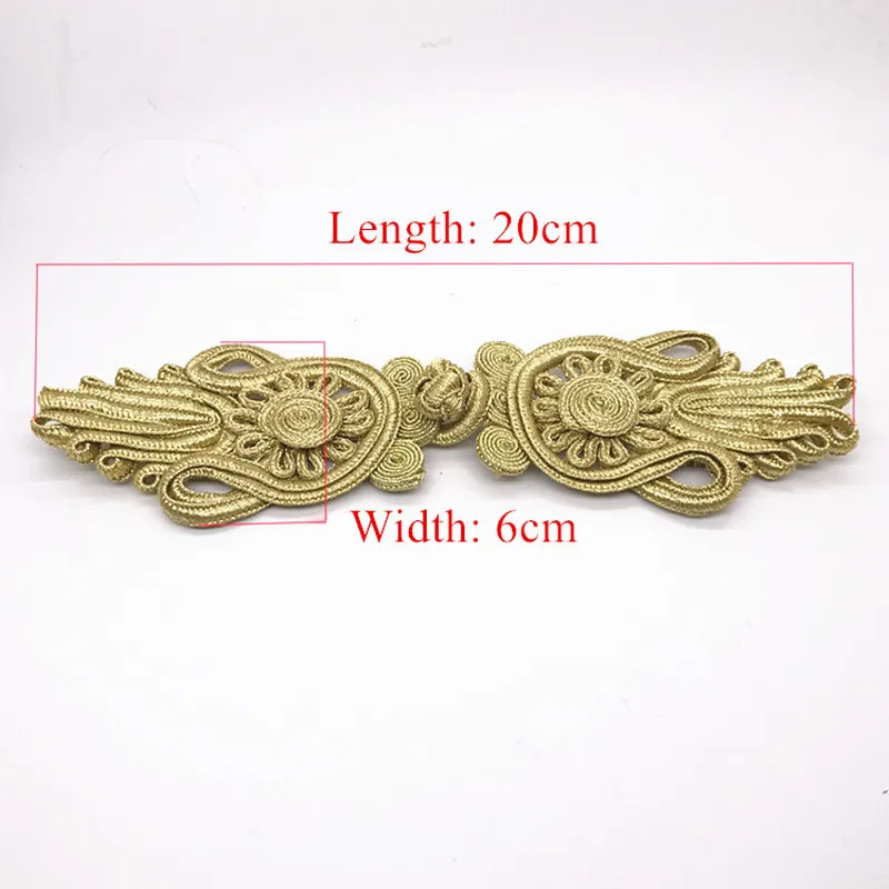 1 Pair Gold Black Chinese Frog Closure Knot Button Fastener for Bags Garments Cheongsam Tang Suit Decoration DIY Sewing Button