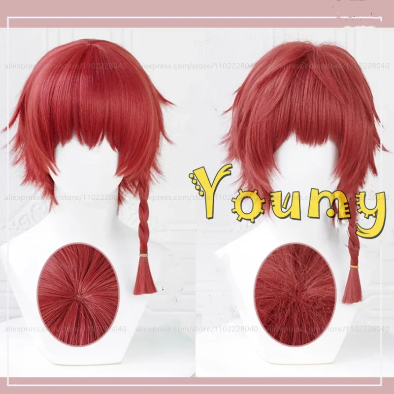 Kurona Ranze Wig Men 38cm Short Maple Red Wig Cosplay Anime Cosplay Wigs Heat Resistant Synthetic Wigs