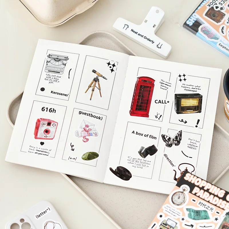 Journamm 20 Pages Ins Style Stickers Book DIY Scrapbooking Supplies Collage Junk Journal Cute Materials Decor Sticker Stationery