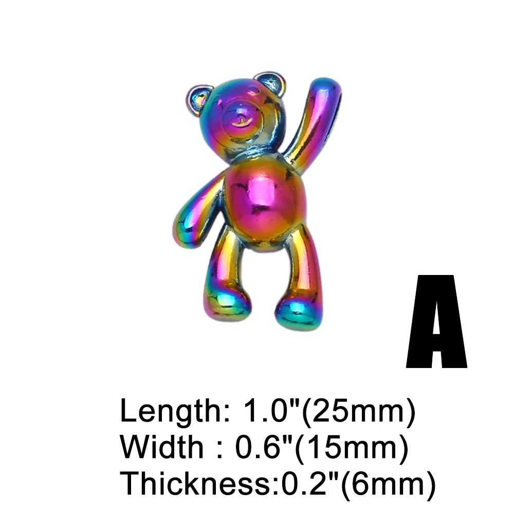 OCESRIO Trendy Rainbow Balloon Dog Bear Necklace Pendant Copper Electroplating Animal Dog Pendant for Jewelry Making pdta585