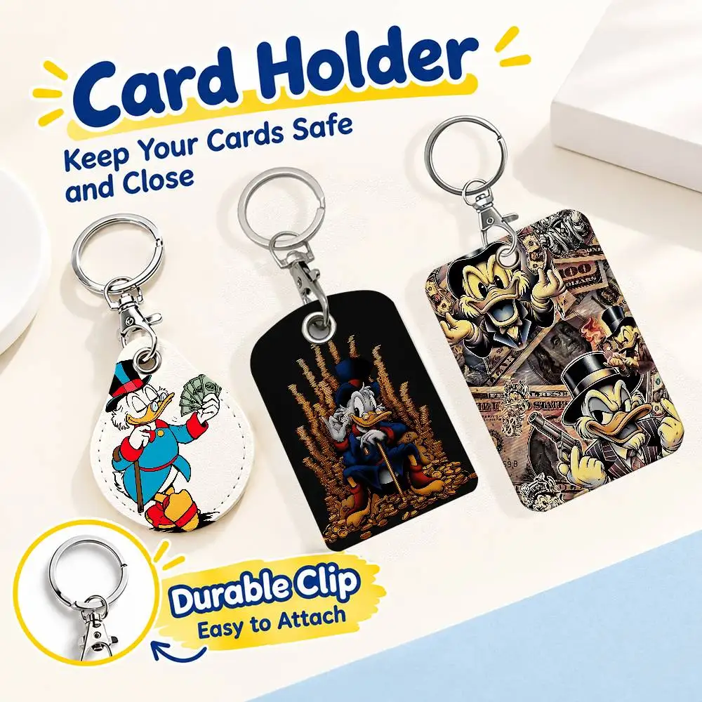 FOR Donald Duck Love Money Card Holder Men And Womenn Universal Antirust Keychain Learther Access Drop Key Tag Ring
