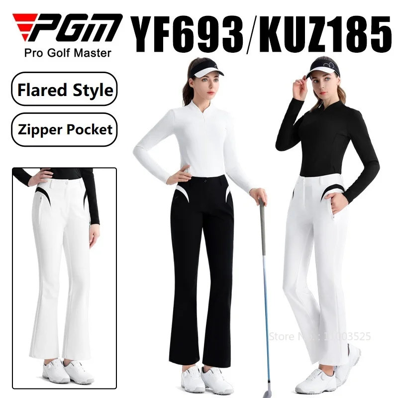 Pgm 2024 High-end Golf Clothing Autumn New Women's Trousers Slim Flared Pants Lady High Waist Sports Golf Pant Casual Sweatpant