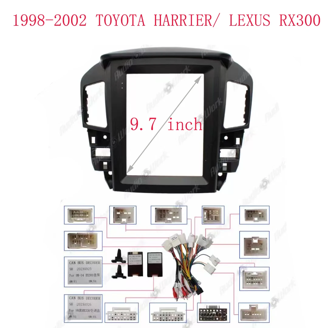 

9,7-дюймовый автомобильный адаптер рамки Tesla Canbus для Lexus RX300 1998-2002 Harrier Android Audio Dash Монтажная панель Комплект