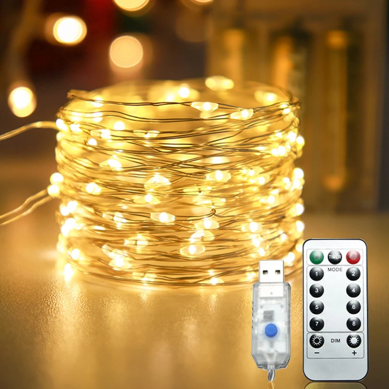 

USB RGB Color Changing Fairy Light Garland With Remote LED Festoon Decorative String Lights Christmas Bedroom Curtain Decoration