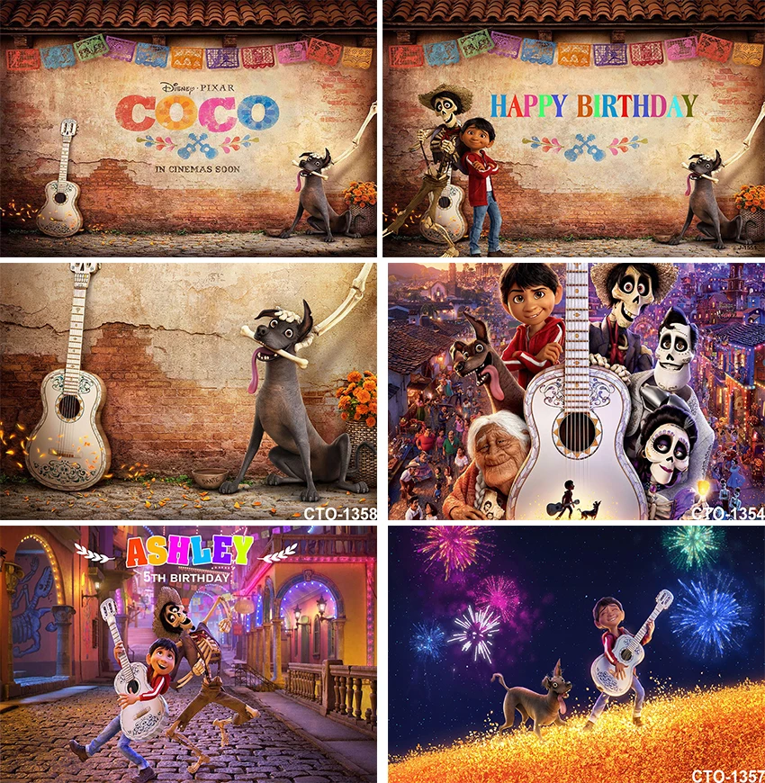 

Coco Photography Backdrop Fiesta Day of The Dead Happy Birthday Party Photo Background Booths Studio Props Decoration Banner