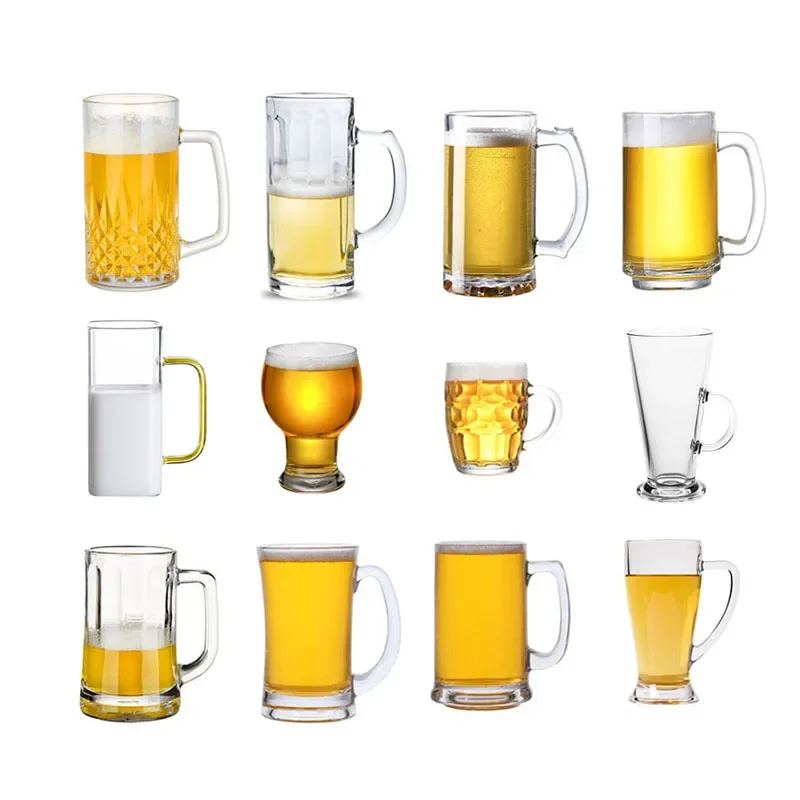 Luxuriöses Weizen-Bierglas mit Griff, Wasserflasche für Zuhause, kreatives graviertes Design, Weinglas für Bierbegeisterte, Bar-Zubehör