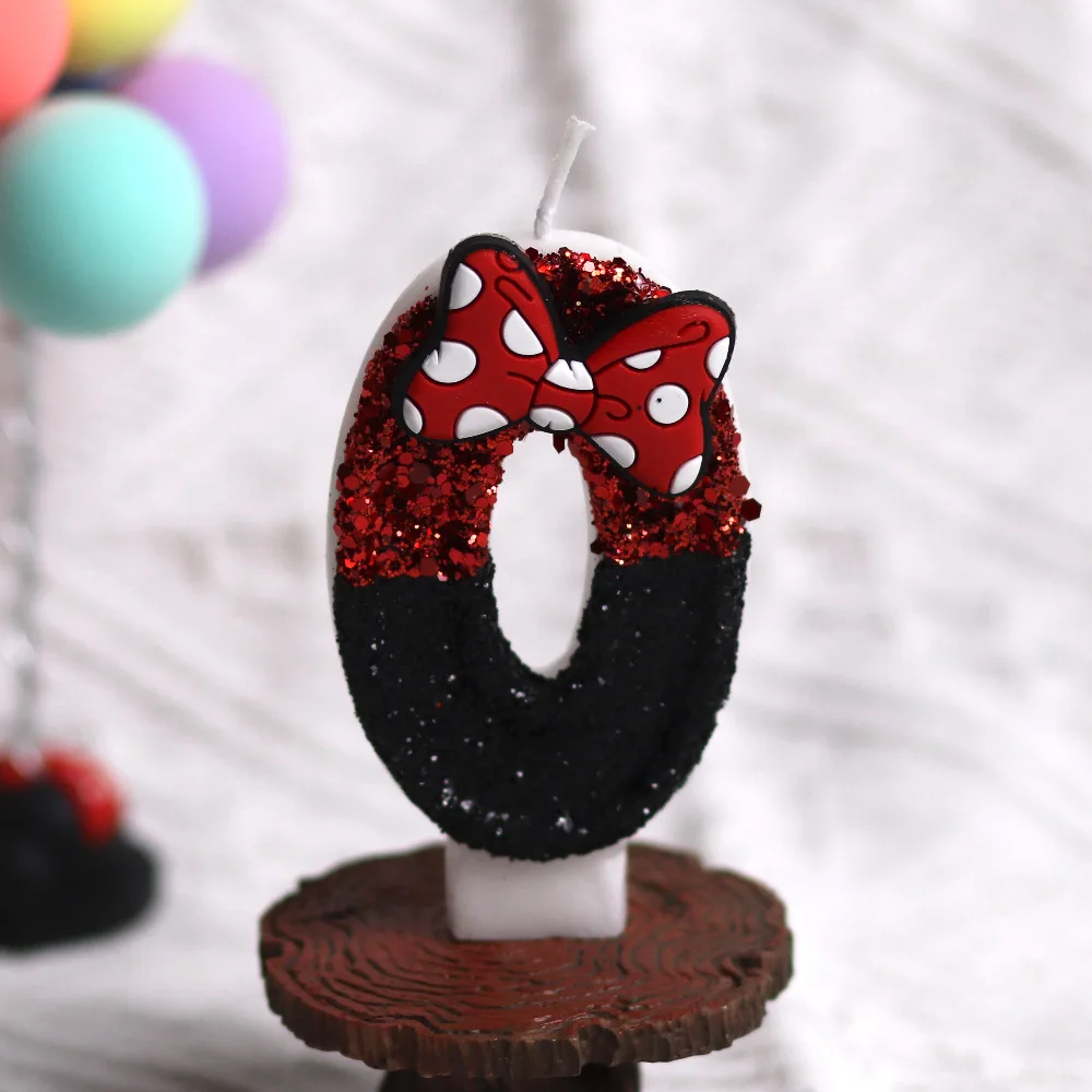 Birthday Party Candle Decoration Black and Red Cartoon Bow Creative Birthday Cake Digital Candles