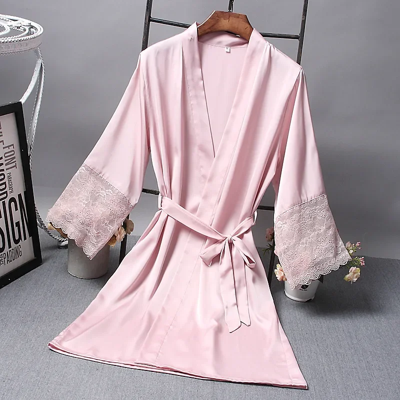 

Bridesmaid Robes Satin Robe Bride Elegant Sleepwear Sexy Lace Women Dressing Gown Bathrobe Kimono Silk Bath Robe Sleep Lounge