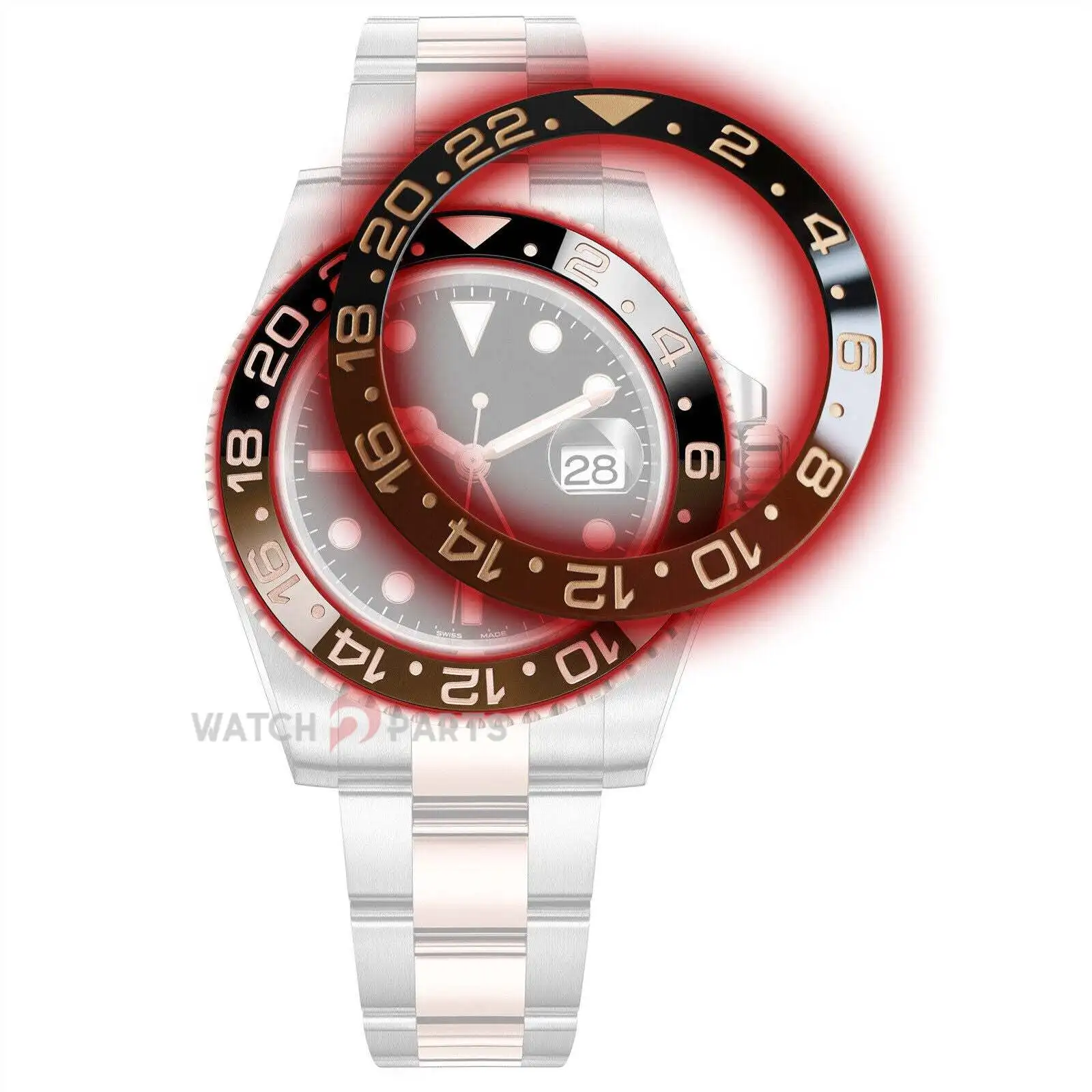 Watch Ceramic Bezel for Rolex 126711 GMT-Master II Rootbeer Two Tone Rose Gold