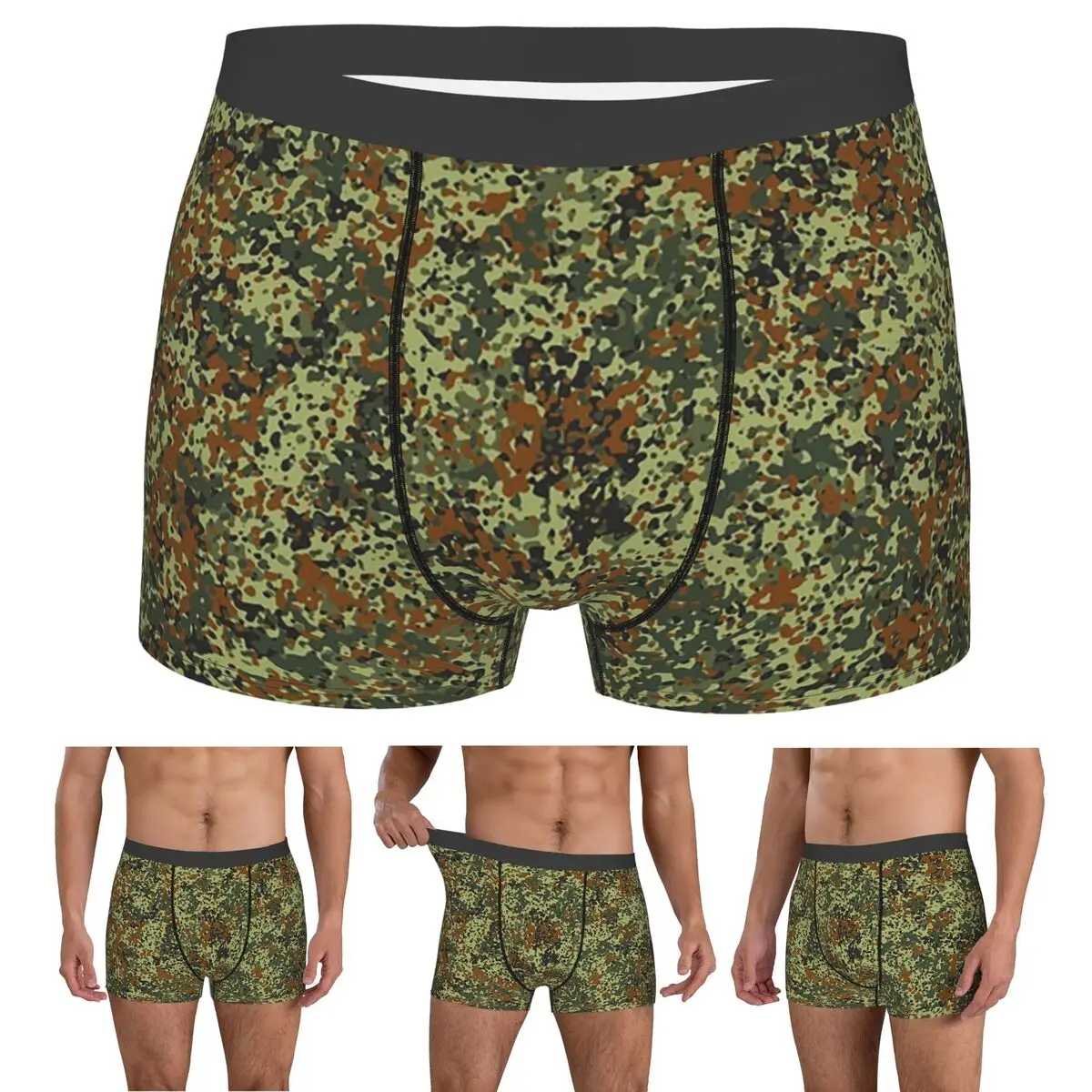 Boxer Underpants Shorts Splintertarn German WW2 Camouflage Army Military Camo Panties Men Comfortable Underwear Man Gift