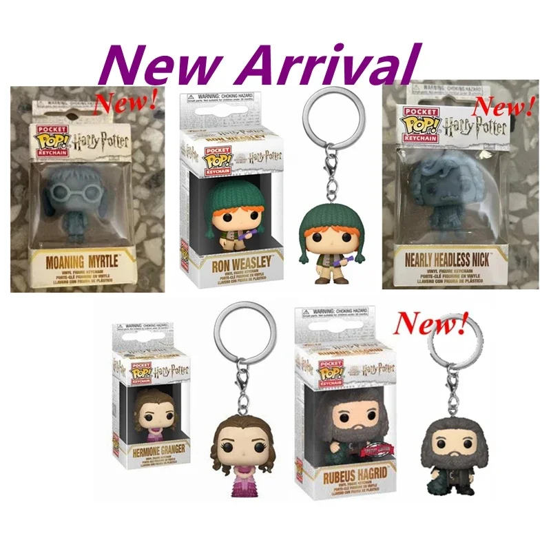 New Funko Pop Pocket Keychains Hermione Granger Rubeus Hagrid Ron Weasley Nick Moaning Action Figures Collection Model Toys