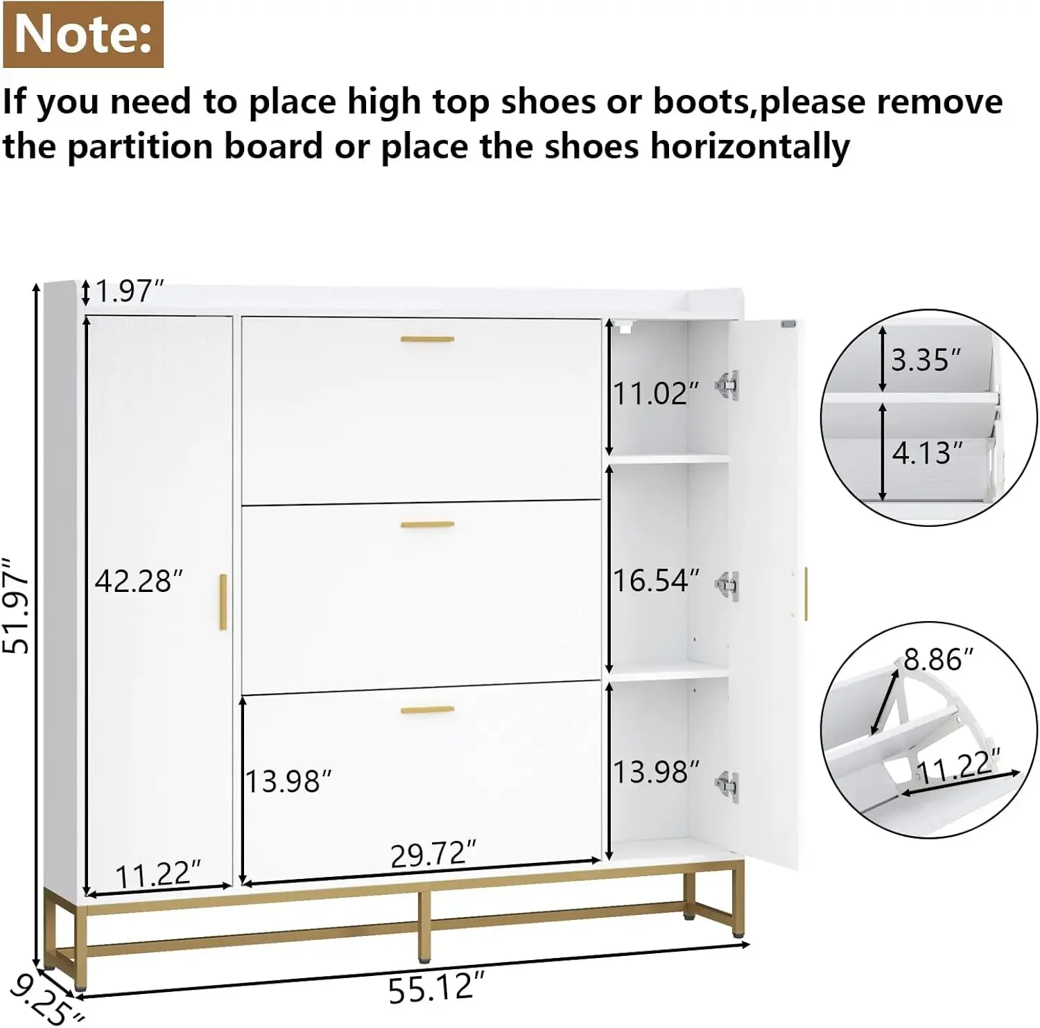 Shoe Cabinet For Entryway With 2 Adjustable Storage Shelf,Freestanding Tipping Bucket Shoe Rack Organizer With 3 Flip