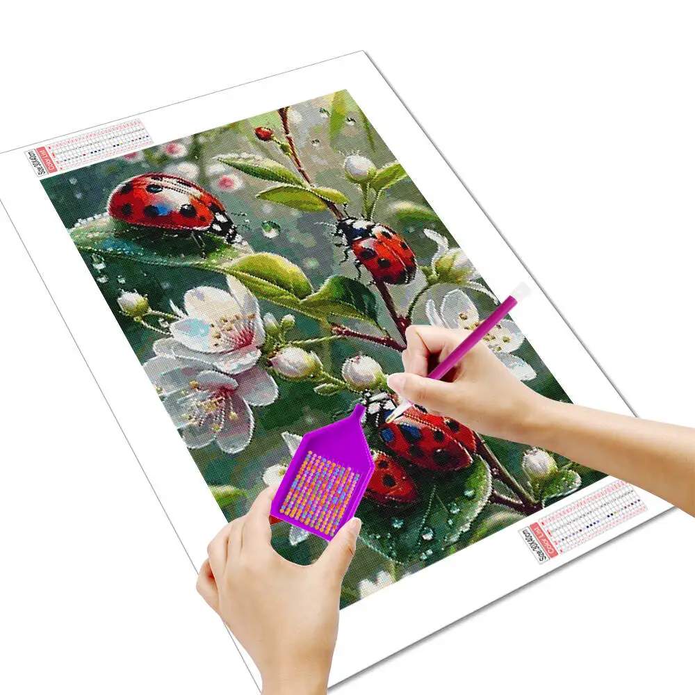 لوحة ماسية ، ديكور منزلي ، حيوان ، ضفدع ، نبات ، مربع كامل ، دائري ، لون تجريدي ، تصنعه بنفسك