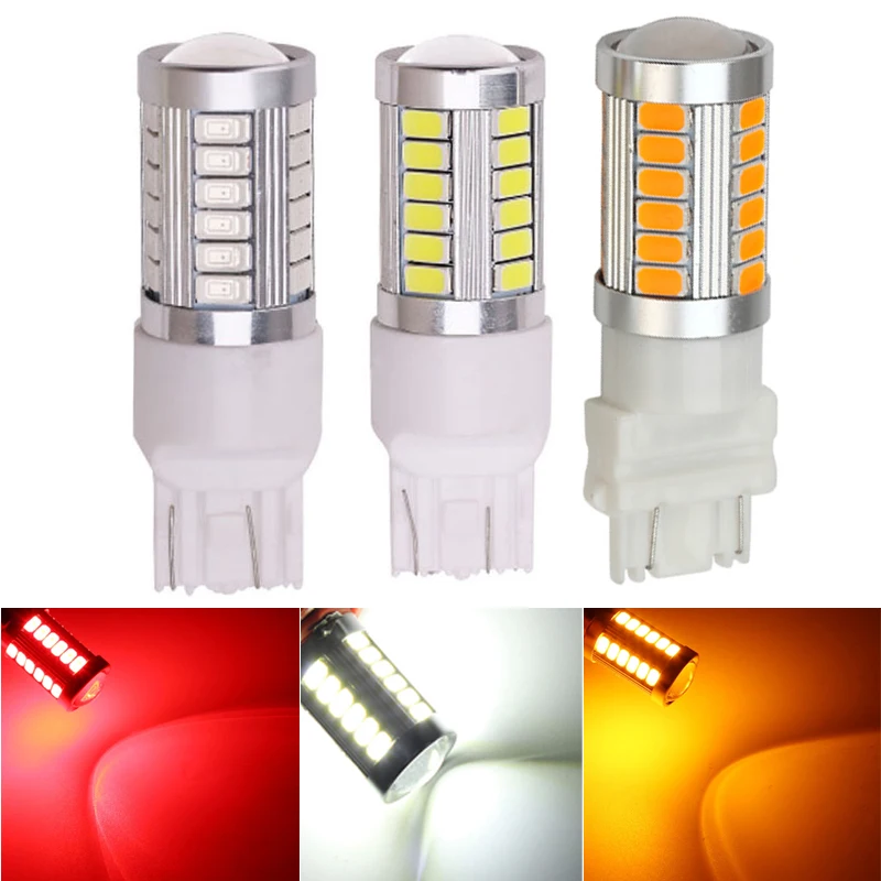 50X T25 3156 3157 Car LED DRL Turn Signal Brake Light Constant Current Auto Daytime Running Lamp 33SMD 5630 White Red Yellow 12V