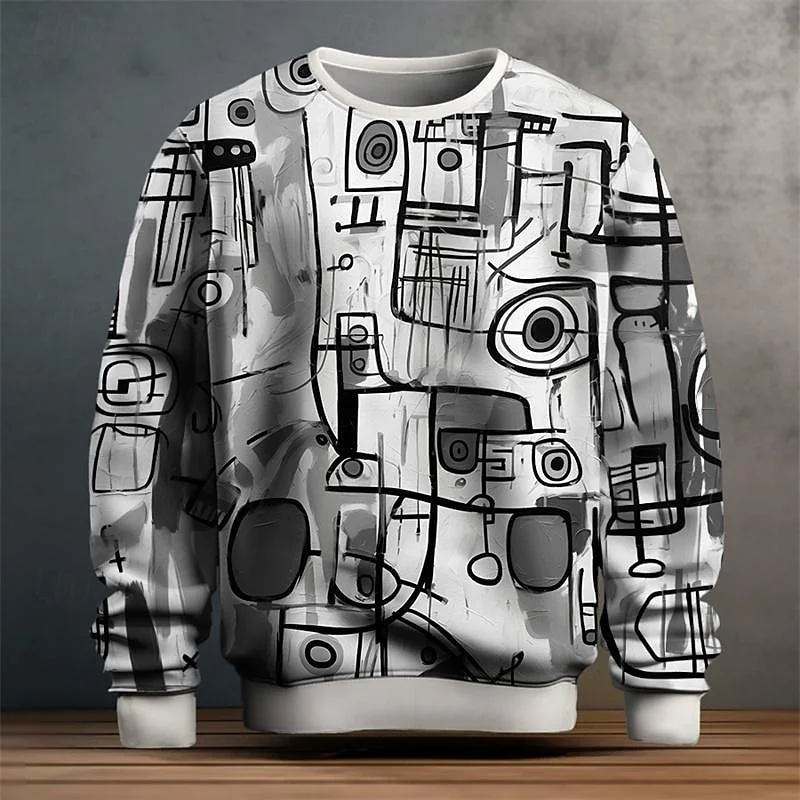 

3D Abstract Graffiti Printed Sweatshirts Fashion Trend Long Sleeve Mens Autumn 3D Printed Hoodies Casual Streetwear Pullovers