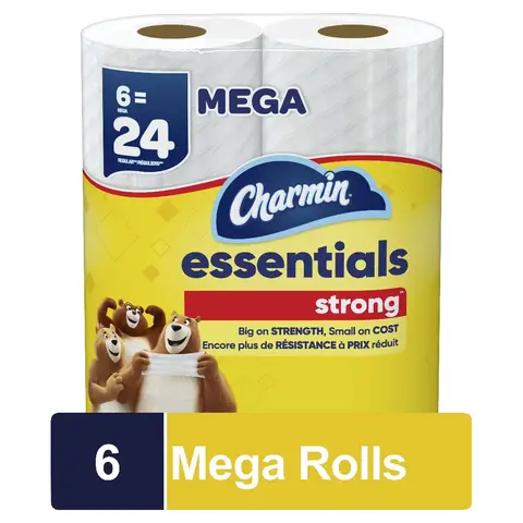 Papel higiênico extra forte, 6 rolos mega, 429 folhas por rolo, papel macio para uso doméstico e comercial, papel higiênico a granel de alta capacidade