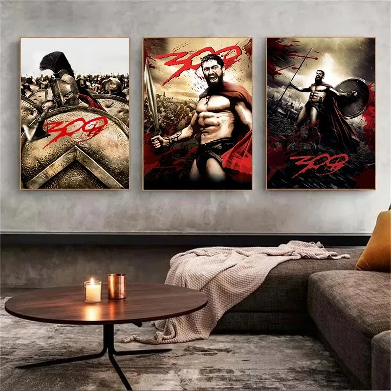 Retro Spartan Warrior Greek Samurai Warrior Swords Poster Canvas Painting Wall Art Pictures Home Room Decor
