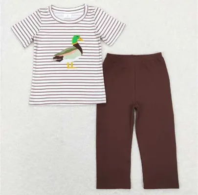 

Green duck Trendy Boys Summer Clothes Set 2PCS Short Sleeve Tee & Shorts Comfortable Kids Outfit Soft Cotton Casual Wear
