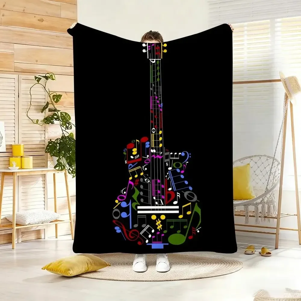 Retro Design Bohemian Floral Guitar Throw Soft Warm Throw Blanket for Bedroom Living Room Bed Travel Camping Picnic Gift