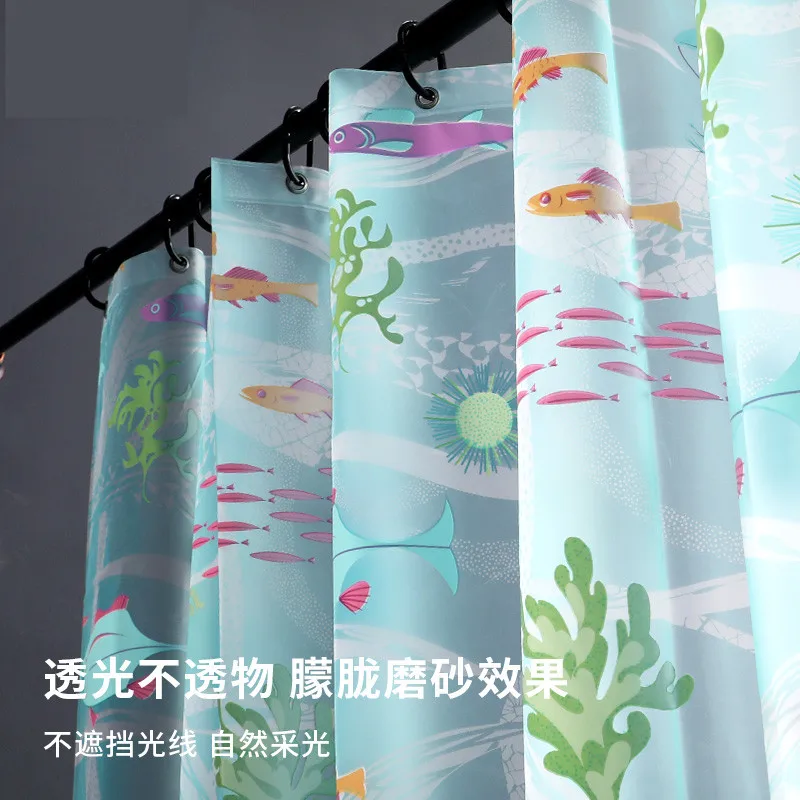 Modern Wave waterproof mildew partition seaside fish thickening toilet heavier sinker hook bathroom shower curtain M1457