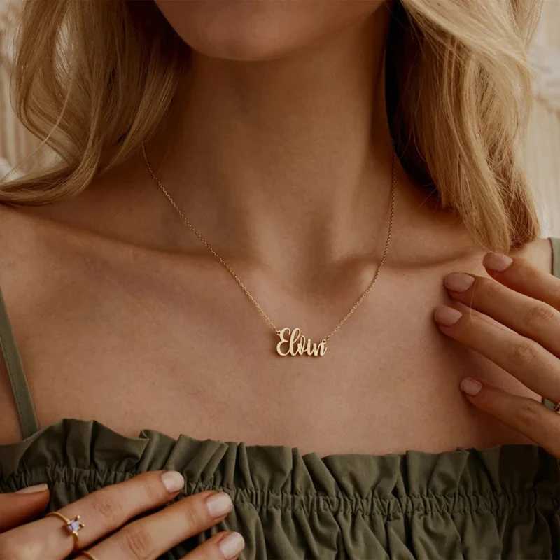 

Custom Name Letter Necklace Simple Charming Personalized Stainless Steel Necklace Women Man Customized Jewelry Weddings Gifts
