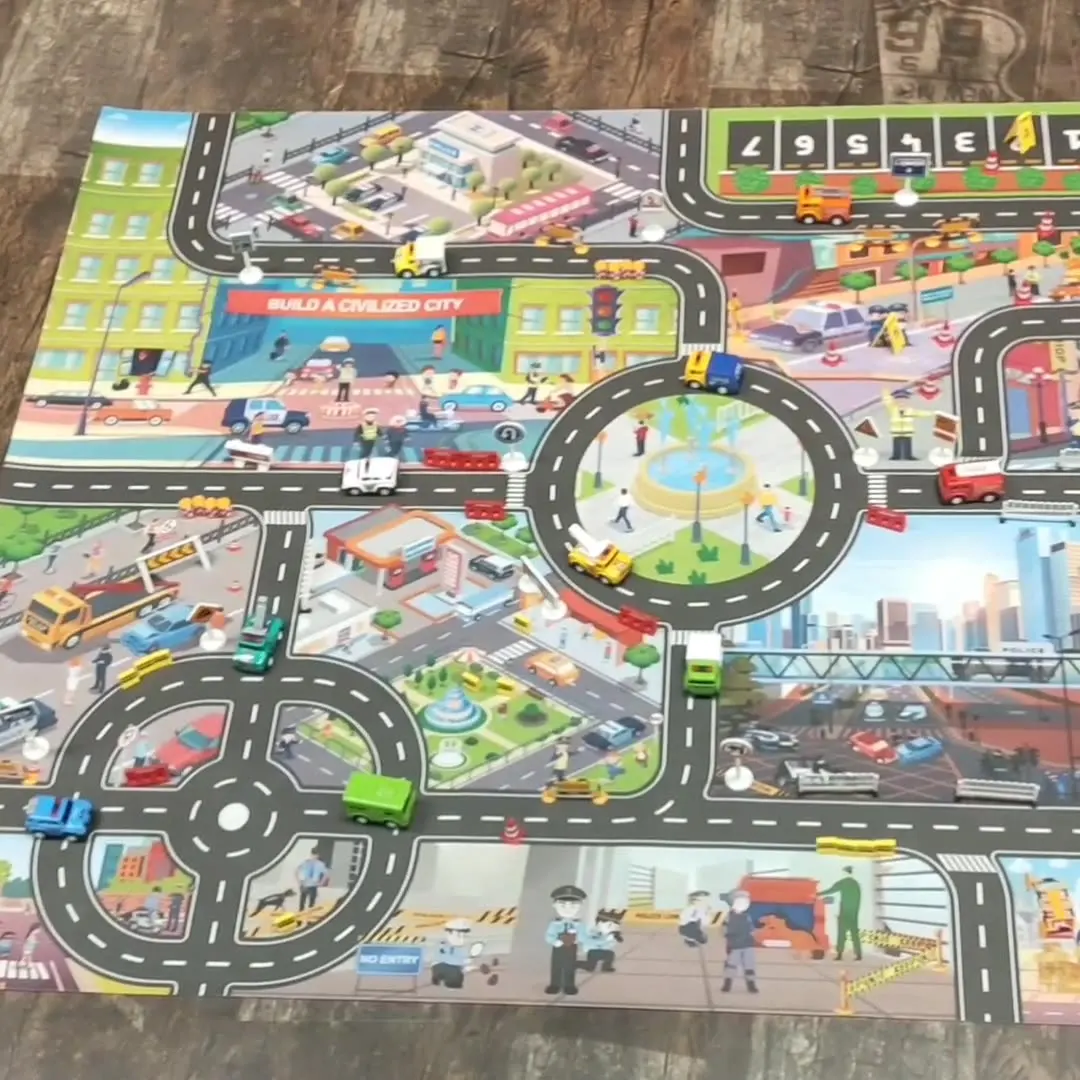 Tappeto per bambini tappetino da gioco tappeto mappa della città parcheggio tela tappetino da gioco Puzzle tappeto pavimento giocattoli educativi per regali di natale per bambini