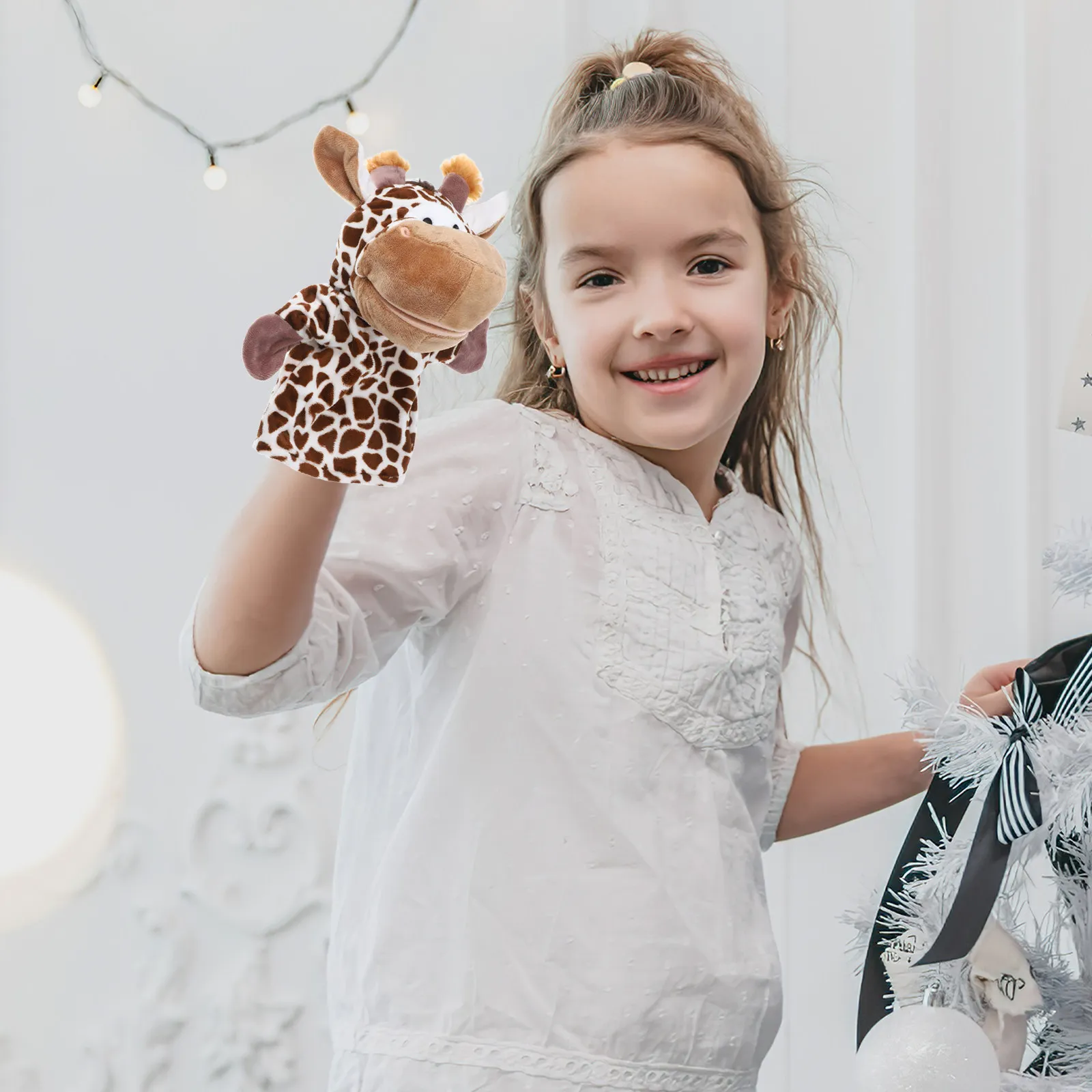 

Hand Puppets Cartoon Animals Baby Deer Soft PP Cotton Playtime Storytelling Role Play Imaginative Fun for Kids Kindergarten