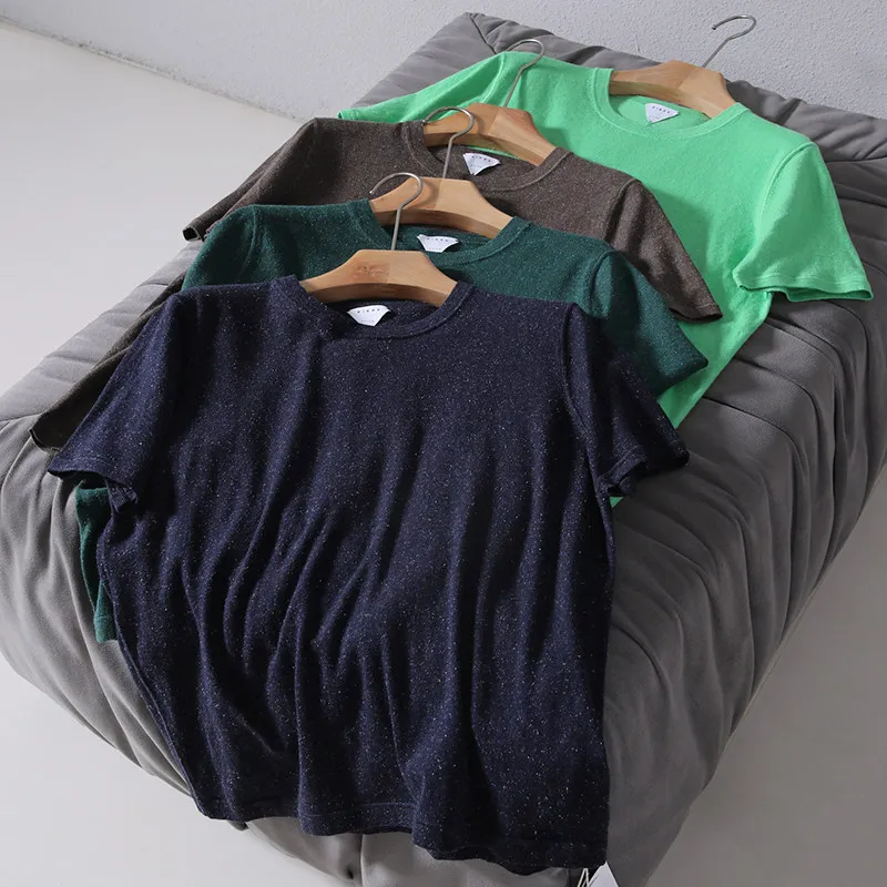 Lightweight Hemp Cotton Round Neck Short-sleeved T-shirt for Women