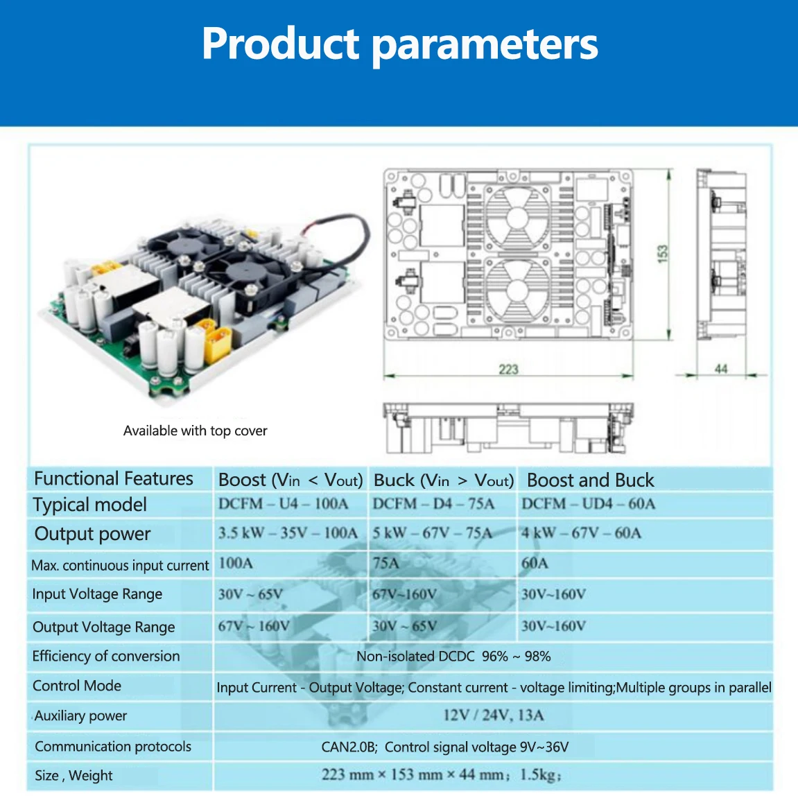 48V to 30~850V boost Buck Fuel Cell DCDC Bidirectional Inverter 850v to 48V Charger Module Bidirectional Dc Dc Converter
