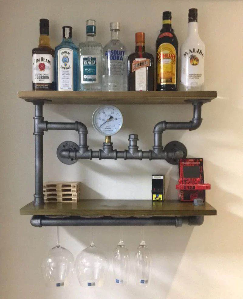 #v* forAmerican retro industrial style solid wood wall-mounted bookshelf wall laminate shelf