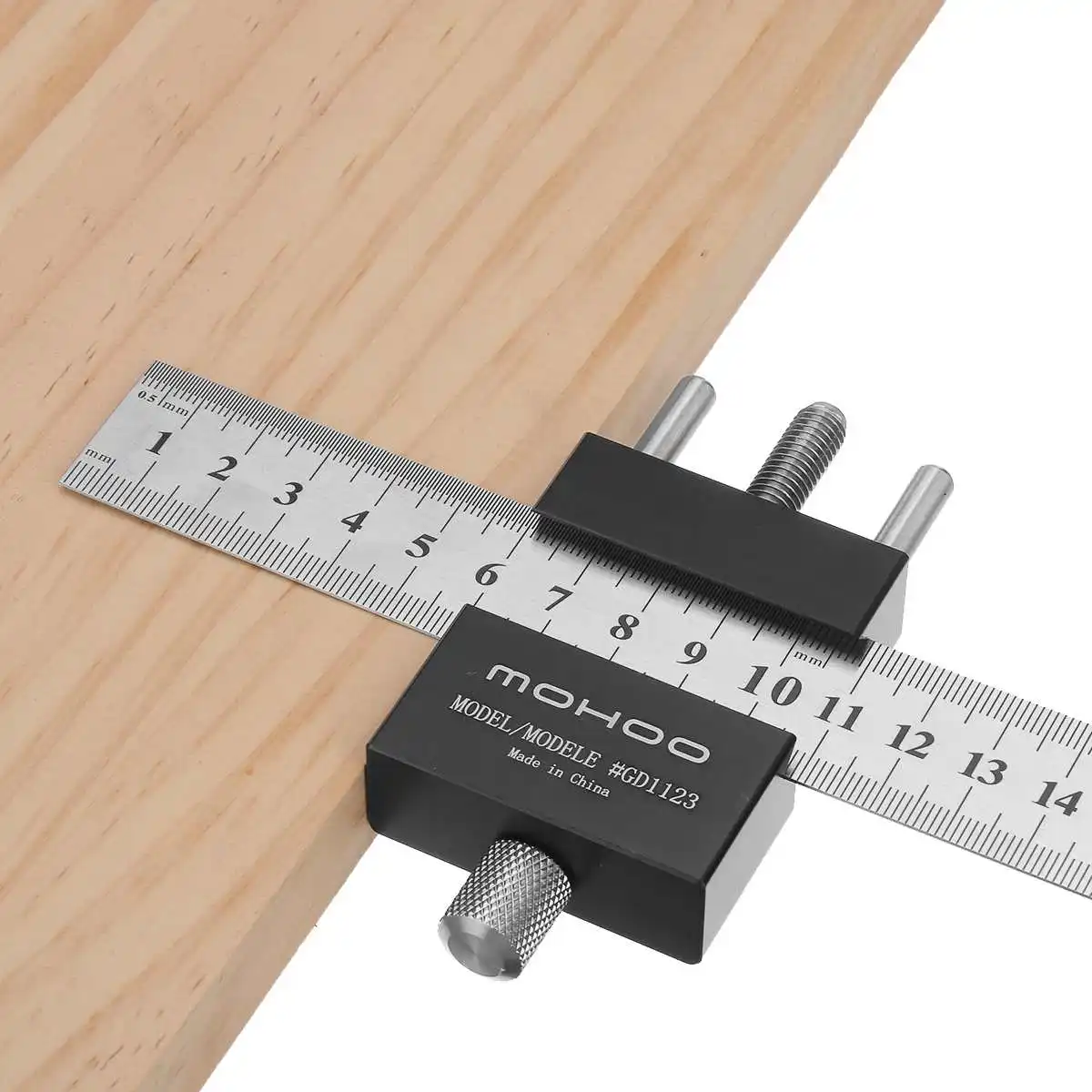 Mohoo Steel Ruler Positioning Block Angle Scriber Line Marking Gauge for Ruler Locator Carpentry Scriber Measuring Woodworking