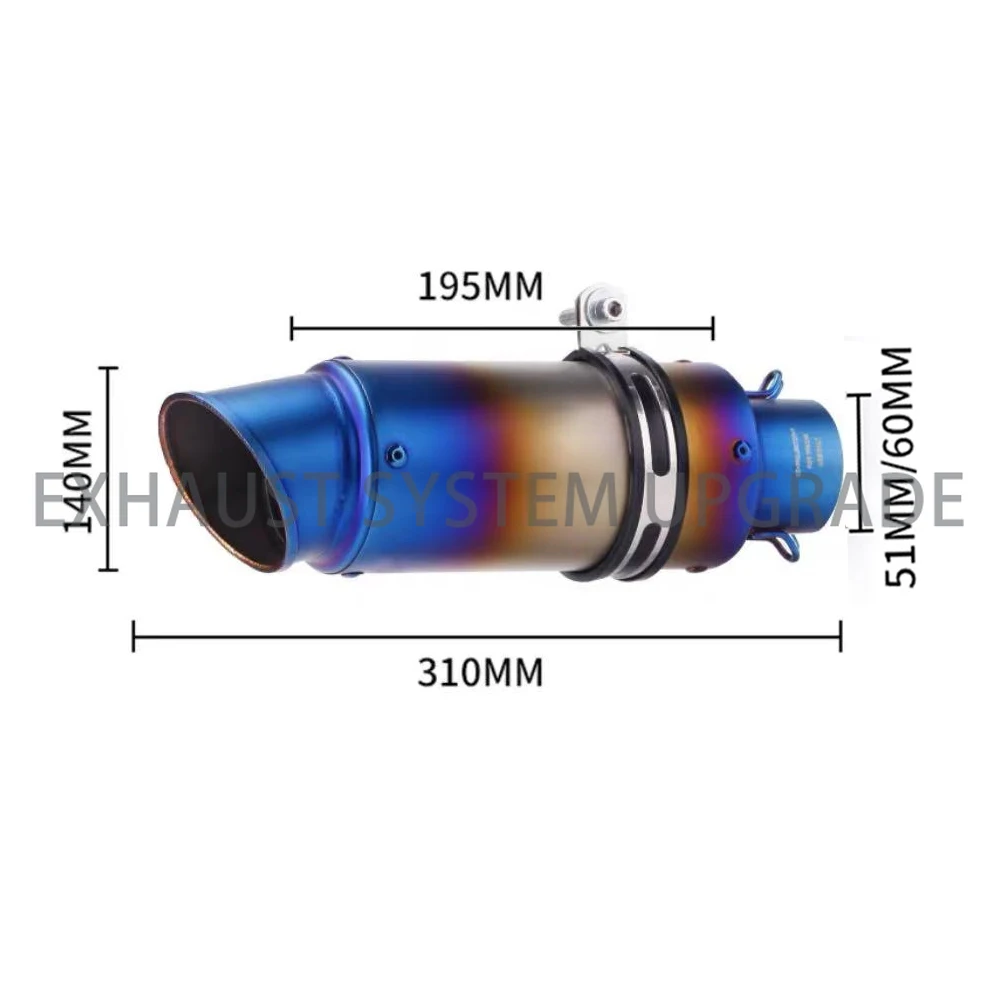 범용 오토바이 배기 소음기 Db 킬러 배기, 가와사키 Z900 FZ6 RC390 S1000XR XJ6 MT07 MT09 MT03 용, 51mm, 60mm