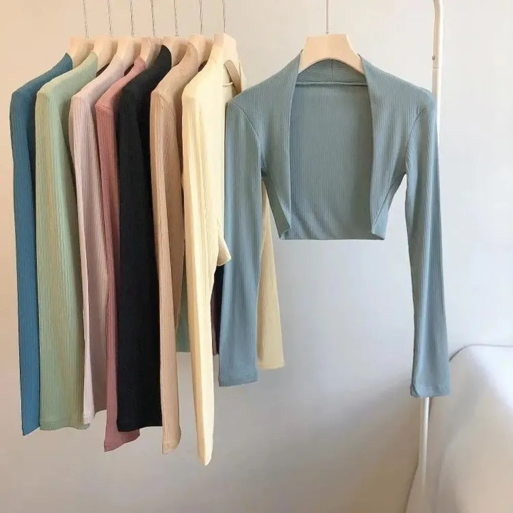 Temperament Long Sleeved Yoga Cover Up Polyester Fiber Shawl Neck Long Sleeved Top Pure Color Women Outerwear Commute Wear
