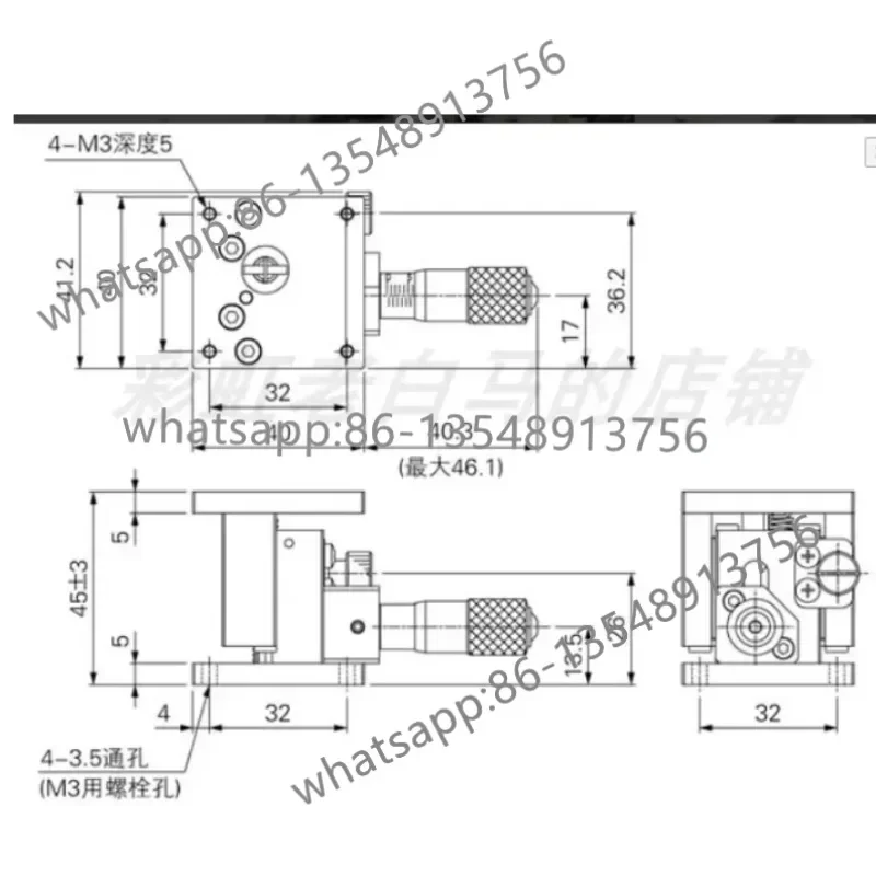 Manual XYZ fine-tuning platform stainless steel three-dimensional sliding table BHE04006 + factory direct sales