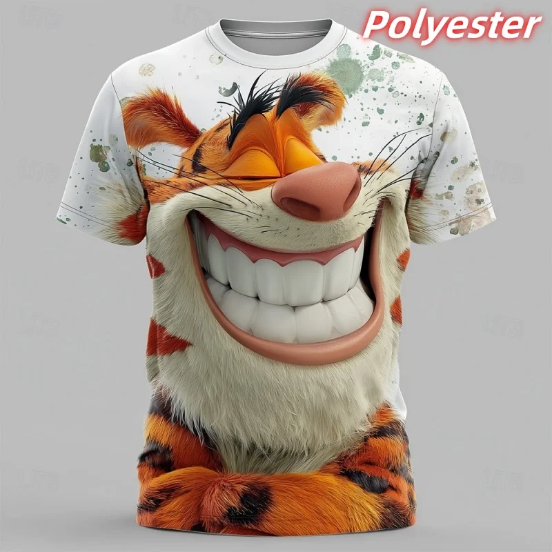 Tiger Bird Mouse Pattern T Shirt For Men Funny Animal 3D Printed Short Sleeve Tees Summer Street Loose Tops Round Neck T-Shirts
